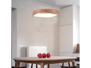 Design LED csillár (18W), fa hatású - meleg fehér
