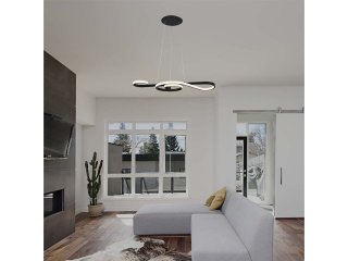 Design LED csillár (18W), fekete színű - meleg fehér, violinkulcs alakú