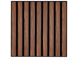 Fa hatású, hangszigetelő lamella falburkolat, filc hátlappal (50 x 50 x 1.8 cm) - dió+fekete, 4 db/csomag