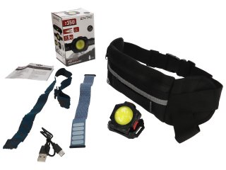 LED fejlámpa (5W) akkus, fekete, övtáskával