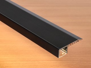 STAIRS Fekete - Lépcsővilágító profil LED szalaghoz (Átlátszó búrával)
