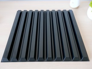 Fekete falpanel, 3D műanyag falburkolat, 50x50 cm - Slats Lécek