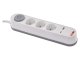 Elosztó 3 aljzattal, 1 USB + 1 USB-C, PD 18W gyorstöltéssel (földelt) hosszabbító, fehér, 2 m vezetékkel, kapcsolóval