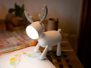 Akkus dekor LED lámpa (1.6W) meleg fehér + hideg fehér, fehér színű szarvas