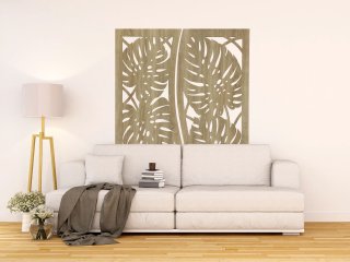 - Fali dekorpanel, nagy pálmalevél minta, 50x150 cm, 3 mm HDF - Sonoma tölgy