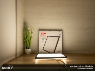 Flori LED mennyezeti lámpa - dekor háttérfény, fekete keret, négyzet alakú (22/2200 lumen/4000K)