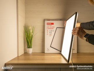 Flori LED mennyezeti lámpa - dekor háttérfény, fekete keret, négyzet alakú (22W/2200 lumen/4000K)