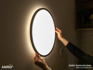 Flori LED mennyezeti lámpa - dekor háttérfény, fekete keret, kör alakú (22W/2200 lumen/4000K)