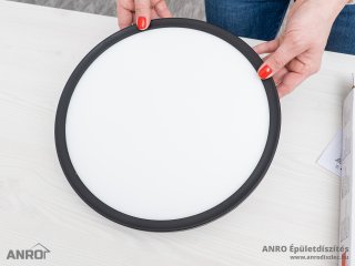 Flori LED mennyezeti lámpa - dekor háttérfény, fekete keret, kör alakú (18W/1800 lumen/4000K)
