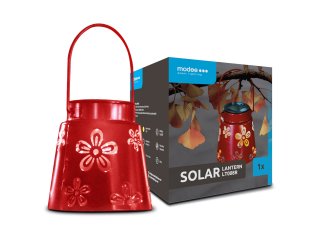 Kerti napelemes szolár LED lámpa (11,5x11 cm) piros - meleg fehér