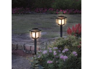 Kerti leszúrható napelemes LED lámpa láng effekttel (24 cm) fekete