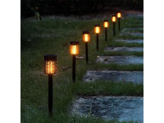 Kerti leszúrható napelemes LED lámpa láng effekttel (25.5 cm) fekete