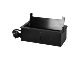 Süllyeszthető elosztó asztalba, kábelkivezetővel (2-es, USB-A+USB-C, 2 db RJ45) szálcsiszolt, fekete