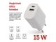 USB töltő, hálózati adapter USB - USB-C, 15W (5V/3A) - Fehér