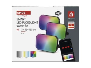 GoSmart kültéri LED reflektor alap készlet (3 darab RGBIC 4W fényvető) dugvillás kivitel, okos vezérlés