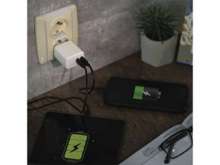 USB töltő, hálózati adapter 2 db USB-C, gyorstöltéssel 35W (5-20V/3-1.75A) - Fehér
