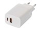 USB töltő, hálózati adapter - USB + USB-C, gyorstöltéssel 45W (5-20V/3-1.5A) - Fehér