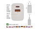 USB töltő, hálózati adapter - USB + USB-C, gyorstöltéssel 45W (5-20V/3-1.5A) - Fehér