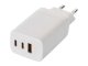 USB töltő, hálózati adapter - USB + 2xUSB-C, gyorstöltéssel 65W (5-20V/3-3.25A) - Fehér