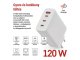 USB töltő, hálózati adapter - USB + 3xUSB-C, gyorstöltéssel 120W (5-20V/5-1.5A) - Fehér