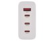 USB töltő, hálózati adapter - USB + 3xUSB-C, gyorstöltéssel 120W (5-20V/5-1.5A) - Fehér