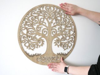 Fali dekoráció, életfa minta, 50 cm, 3 mm HDF - Sonoma tölgy