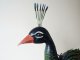 Peacky dekoratív páva figura, fém, zöld