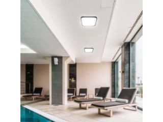 IP44 mennyezeti LED lámpatest - négyzet (18W/1830lm) természetes fehér, fekete (250 mm), Samsung chip