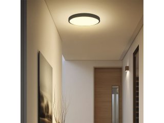 Távirányítós IP44 mennyezeti LED lámpatest, mozgásérzékelővel - kör (24W/2500lm) természetes fehér, fekete (350 mm) Samsung chip