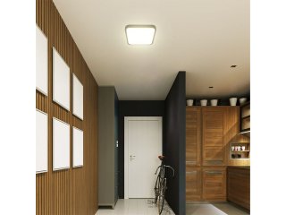 IP44 mennyezeti LED lámpatest - négyzet (18W/1830lm) hideg fehér, fekete (250 mm), Samsung chip