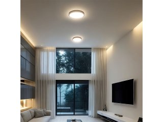 IP44 mennyezeti LED lámpatest - kör (24W/2500lm) meleg fehér, fekete (295 mm), Samsung chip