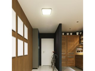 Távirányítós IP44 mennyezeti LED lámpatest mozgásérzékelővel - négyzet (18W/1830lm) természetes fehér, fekete (295 mm) Samsung