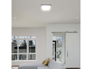 IP44 mennyezeti LED lámpatest - négyzet (24W/2500lm) meleg fehér, fekete (295 mm), Samsung chip