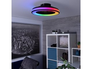 Plave LED mennyezeti ventilátor és LED lámpa, (7 lapát, 48W/CCT+RGB) távirányítóval