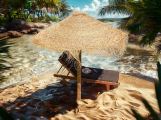 - Sunprotect trópusi stílusú napernyő (Ø175cm) árnyékoló napágy mellé strandon, szállodában