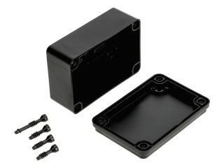 S-BOX sima falú kötődoboz csavaros fedéllel, (125x85x55 mm) IP65, fekete