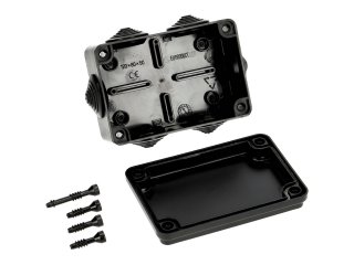S-BOX membrános kötődoboz csavaros fedéllel, (125x85x55 mm) IP65, fekete