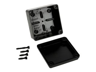 S-BOX sima falú kötődoboz csavaros fedéllel, (105x105x55 mm) IP65, fekete