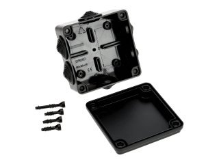 S-BOX membrános kötődoboz csavaros fedéllel, (105x105x55 mm) IP65, fekete