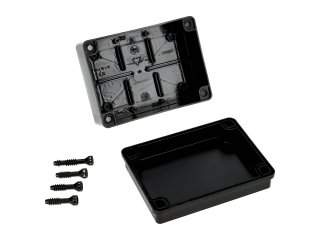 S-BOX sima falú kötődoboz csavaros fedéllel, (155x115x75 mm) IP65, fekete