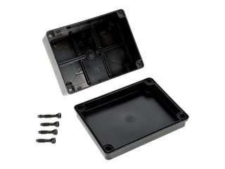 S-BOX sima falú kötődoboz csavaros fedéllel, (195x145x75 mm) IP65, fekete