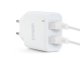 USB töltő, hálózati adapter  2 x USB A (5V/2.4A) - Fehér