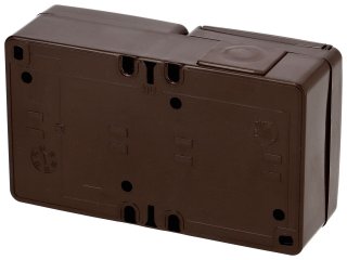 Csatlakozóaljzat (2P+F) csapfedeles + egy pólusú kapcsoló, falon kívüli (16A/230V) IP44, barna