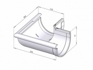 Ereszcsatorna külső sarokelem 90°, 90 mm, szürke, PVC