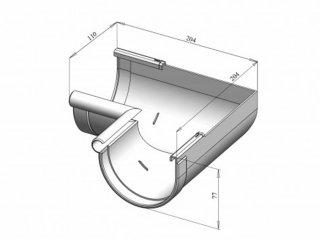 Ereszcsatorna belső sarokelem 90°, 90 mm, szürke, PVC