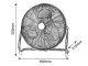 Hordozható padló ventilátor, (50 cm - 70W), fém