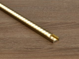 Type-D Arany - Alumínium U profil LED szalagos világításhoz 16x6 mm (Fekete PMMA búrával)
