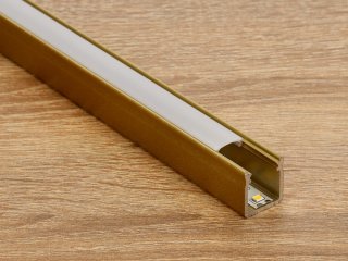 Type-Y Arany - Bútor - pultvilágító profil LED szalaghoz (Félig átlátszó búrával)