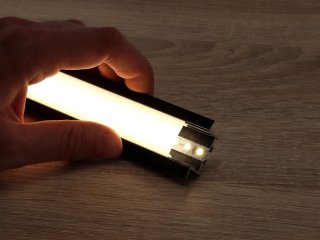 ALP-054 Fekete - Alumínium U profil LED szalaghoz, süllyeszthető (Opál búrával)
