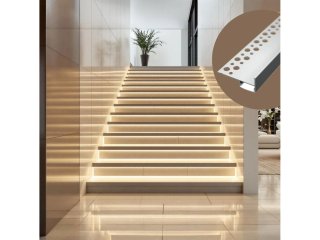 ALP-057 - TILE-EDGE Ezüst - Lépcsővilágító profil LED szalaghoz (Opál búrával)